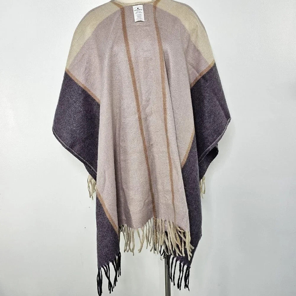 Woolrich Multicolor Plaid Rectangular Fringe Cozy Blanket Wrap One Size Gray Tan